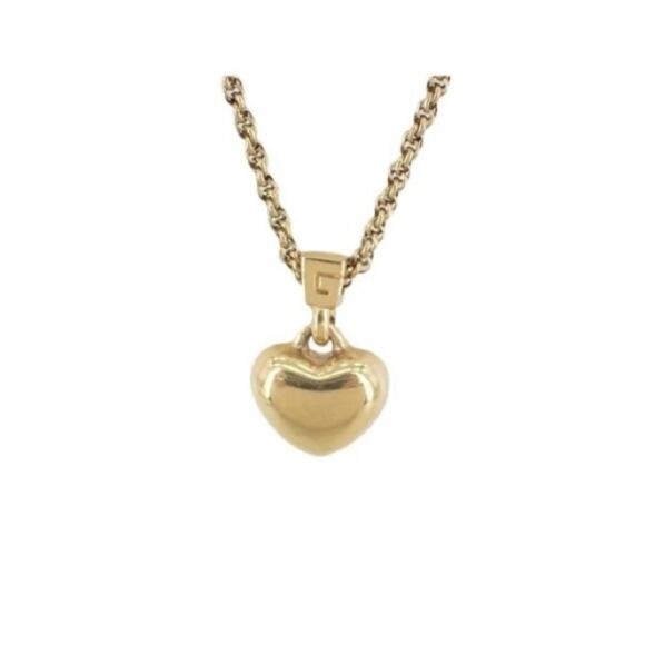 Givenchy lovely long Vintage Gold plated heart Necklace..w/branded clasp detail - Picture 1 of 3